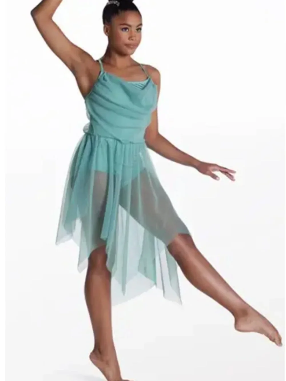 Weissmans Turqoise Lyrical Cowl Neck Costume- 